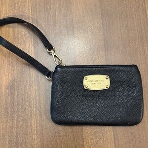 Michael Kors Black Pebbled Leather Wristlet
